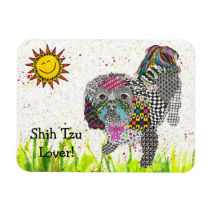 Magnet Flexible Aimant mignon et coloré 3" de Shih Tzu x4 "