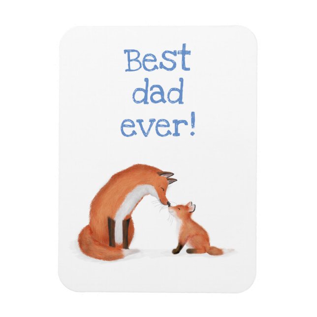 Magnet Flexible Aimant mignon renard et petit "Meilleur papa jamai (Vertical)