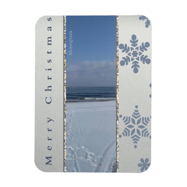 Magnet Flexible Aimant Monogramme Flocons de Neige Noël  (Vertical)