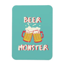 Aimant Monstre de Bière avec fond Aquamarine