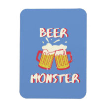Aimant Monstre de Bière avec Fond Bleu