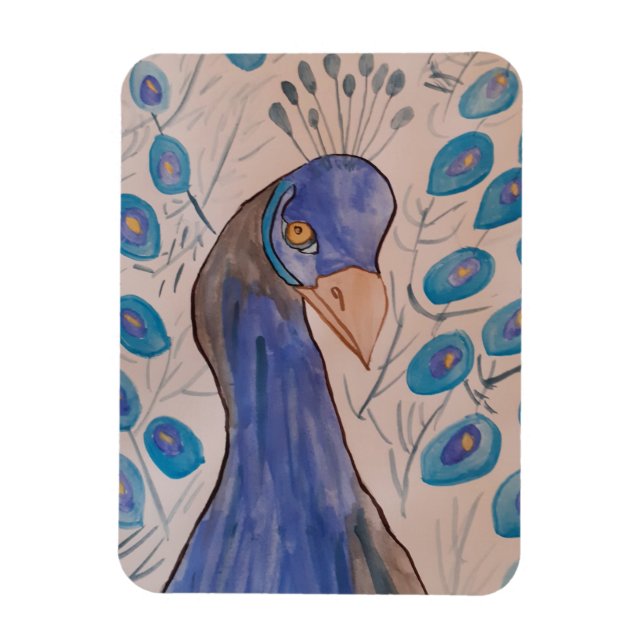 Magnet Flexible Aimant photo Peacock bleu flexible (Vertical)