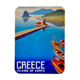 Magnet Flexible Aimant Poster de Voyage Ancien de l'Île de Corfou