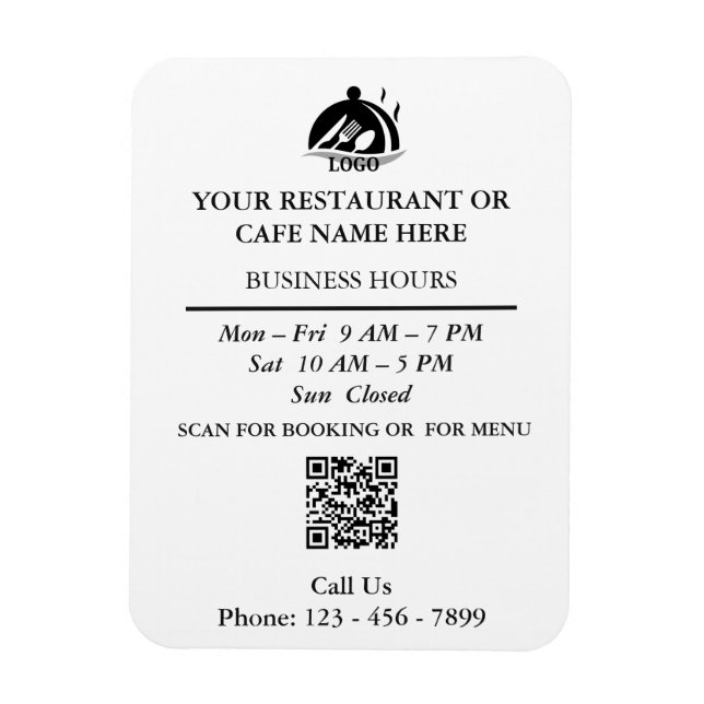 Magnet Flexible Aimant pour les heures d'ouverture et le QR code d (Vertical)