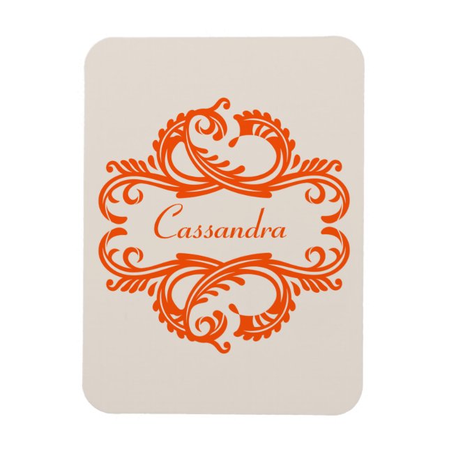 Magnet Flexible Aimant Premium Orange Chic Damask (Vertical)
