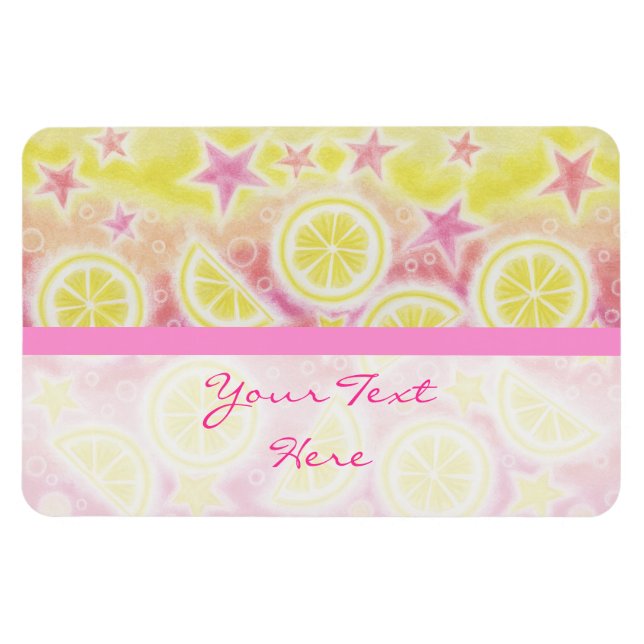 Magnet Flexible Aimant Premium "Your Text" en citron rose (Horizontal)
