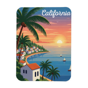 Magnet Flexible Aimant Rétro Moderne de Californie Voyage Côte Oue