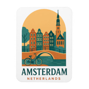 Magnet Flexible Aimant Rétro Pays-Bas - Canal Vintage Amsterdam