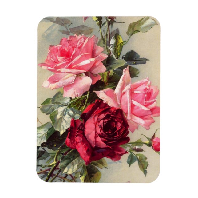 Magnet Flexible Aimant rose et rouge vintage (Vertical)