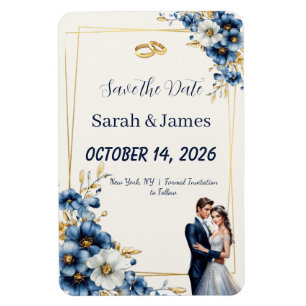Magnet Flexible Aimant « Royal Blue et Or » Fleurs en 3D pour anno