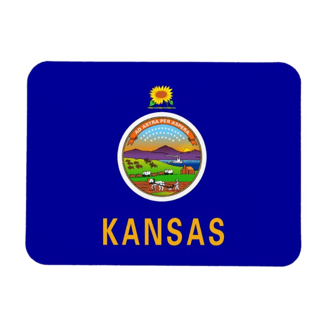 Magnet Flexible Aimant souple patriotique avec drapeau du Kansas (Horizontal)