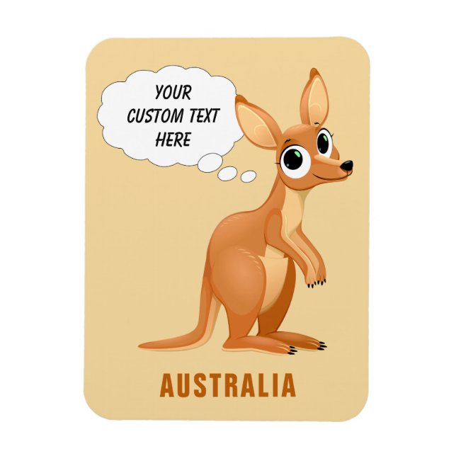 Magnet Flexible Aimant texte personnalisé Cute Kangaroo (Vertical)