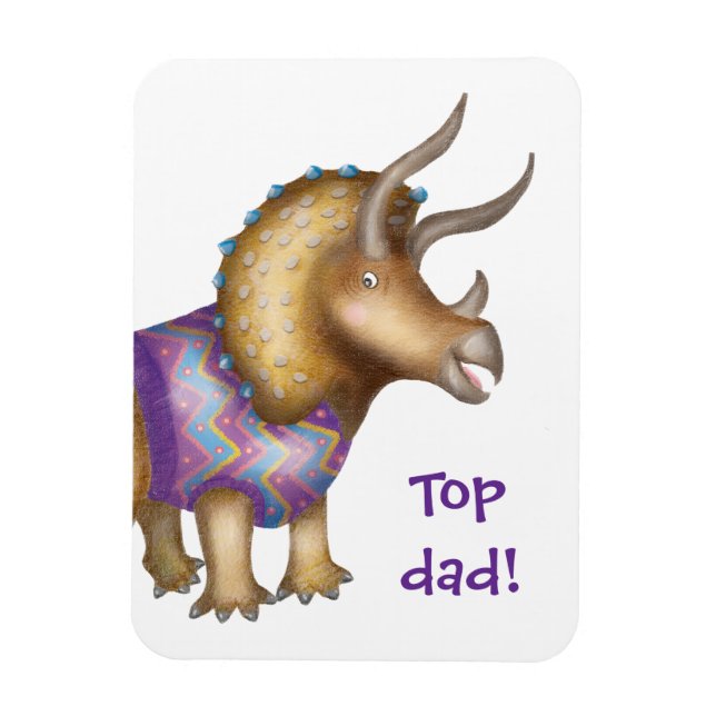 Magnet Flexible Aimant Triceratops dinosaure 'Top Dad' (Vertical)