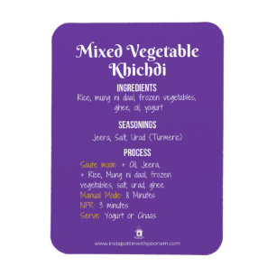 Magnet Flexible Aimant végétal de recette de Khichdi