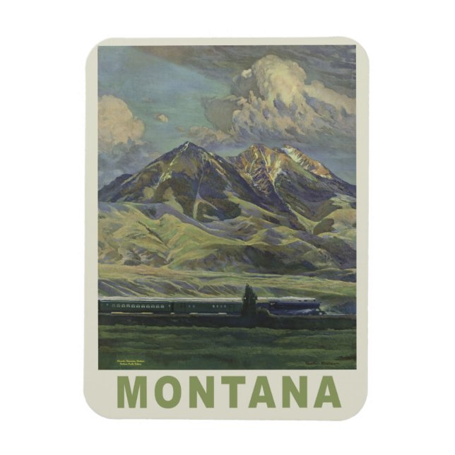 Magnet Flexible Aimant Vintage voyage Montana USA (Vertical)