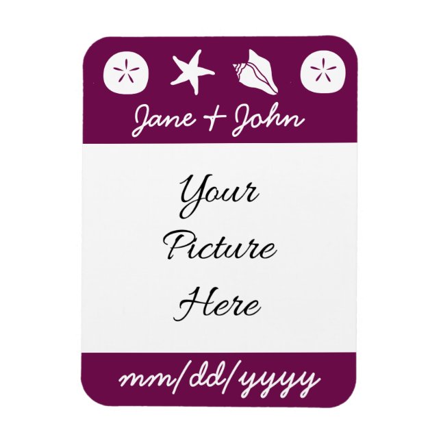 Magnet Flexible Aimants de Save-the-Date Coquillages d'Été dans du (Vertical)