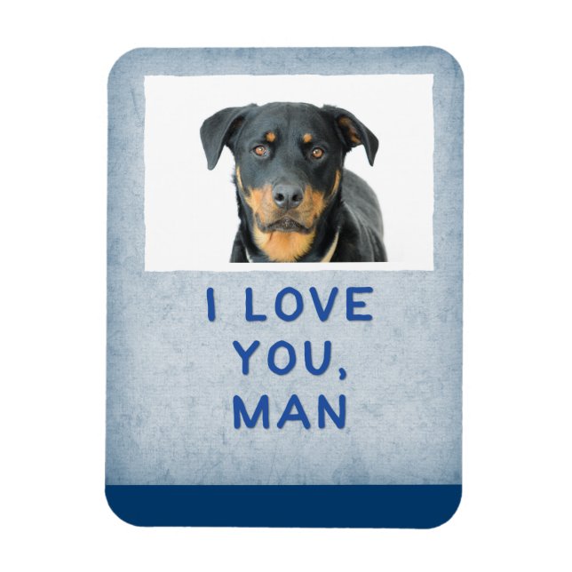 Magnet Flexible Aimez-vous l'homme, bleu clair personnalisé chien  (Vertical)