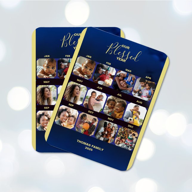 Magnet Flexible Ajouter Photos Blessé Année Bleu Aimant Flexible (Add Photos Blessed Year Blue Flexible Magnet (multiple shown))