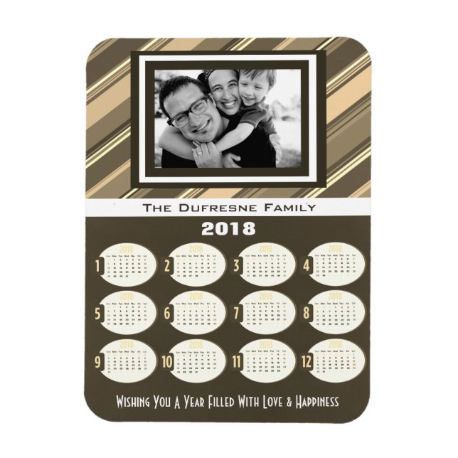 Magnet Flexible Ajouter Votre Photo 2018 Calendrier Beige (Vertical)