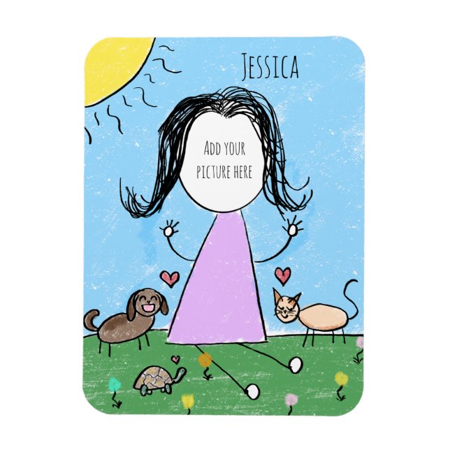 Magnet Flexible Ajoutez votre propre image | Joli dessin bonhomme (Vertical)