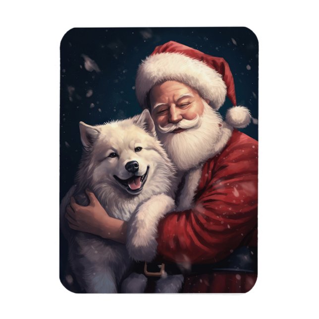 Magnet Flexible Akita avec Noël du Père Noël (Vertical)