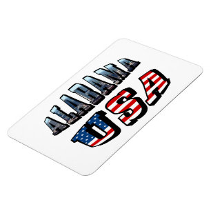 Magnet Flexible Alabama Photo et USA Flag Font