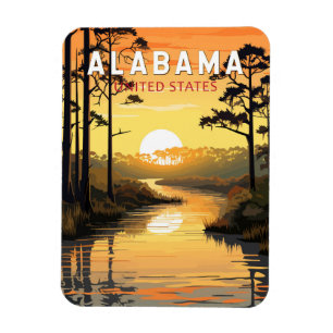 Magnet Flexible Alabama Travel Art Vintage
