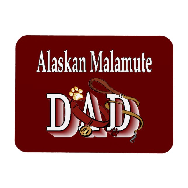Magnet Flexible Alaskien Malamute Chien papa (Horizontal)