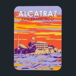 Magnet Flexible Alcatraz Island San Francisco Travel Art Vintage<br><div class="desc">Art vectoriel Alcatraz Island. Alcatraz Island à la tombée de la nuit avec un phare,  fortification militaire et prison fédérale située à San Francisco,  Californie.</div>