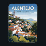 Magnet Flexible Alentejo Portugal Travel Art Vintage<br><div class="desc">Alentejo conception de déplacement vectoriel rétro. En portugais,  son nom signifie "au-delà du fleuve Tage". L'Alentejo comprend les régions de l'Alto Alentejo et du Baixo Alentejo.</div>