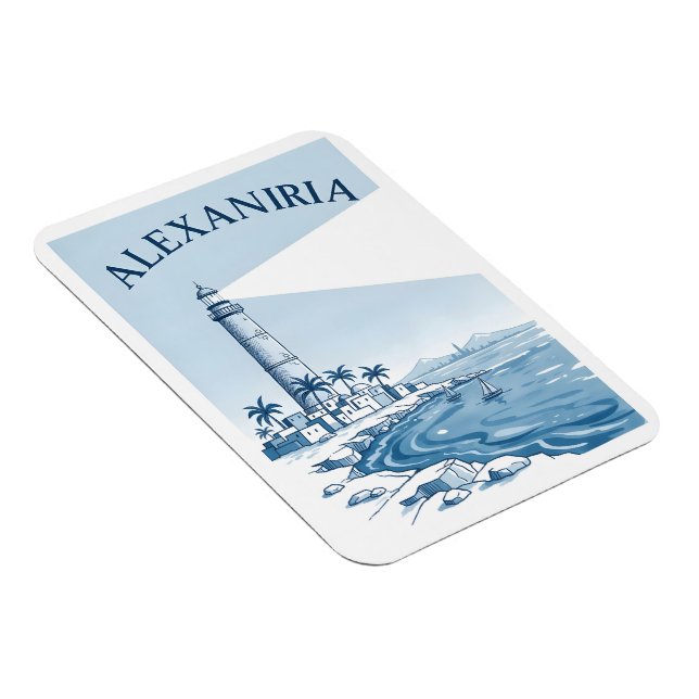Magnet Flexible Alexandria Lighthouse Coastal Scene Travel (Côté Droit)