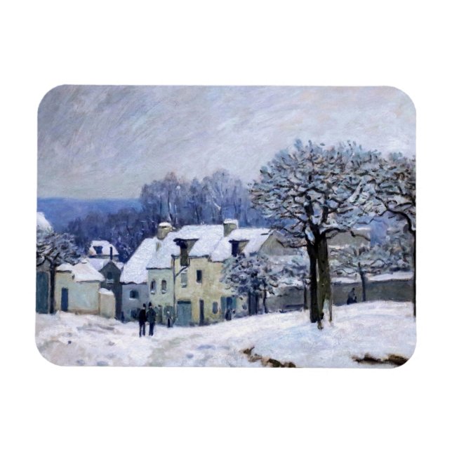 Magnet Flexible Alfred Sisley - Place Chenil à Marly, Effet de nei (Horizontal)