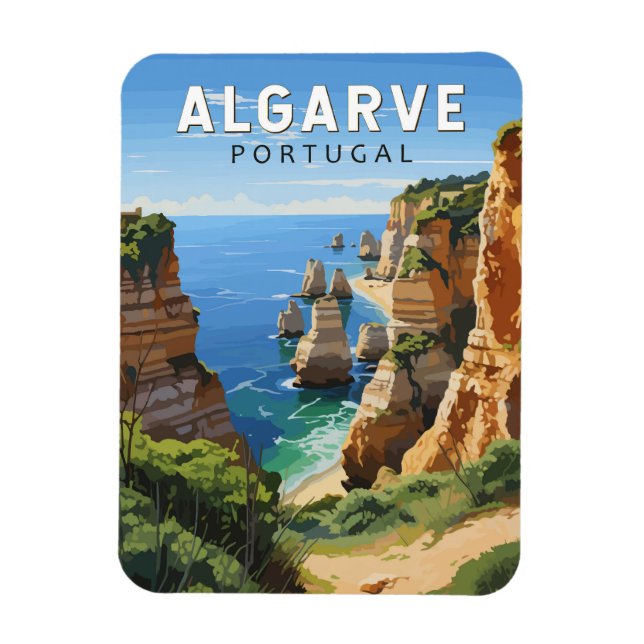 Magnet Flexible Algarve Portugal Travel Art Vintage (Vertical)
