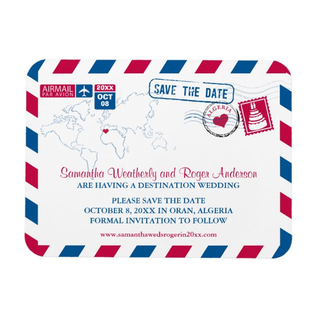 Magnet Flexible Algérie Mariage par avion Enregistrer la date sz 3 (Horizontal)