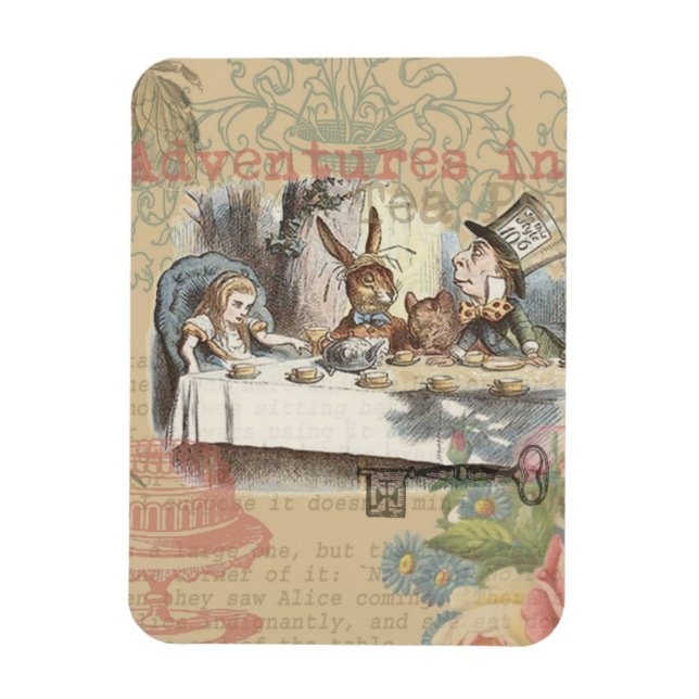 Magnet Flexible Alice au pays des merveilles Mad Tea Party Art (Vertical)
