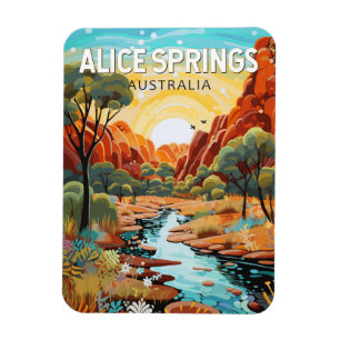 Magnet Flexible Alice Springs Australie Travel Art Vintage