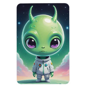 Magnet Flexible Alien à grand tête verte avec cornes