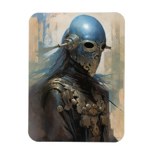 Magnet Flexible Alien de science-fiction portant un masque casque