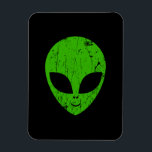 Magnet Flexible alien vert tête pour science-fiction extraterrestr<br><div class="desc">alien tête verte de science-fiction visage sourire extraterrestre grunge</div>