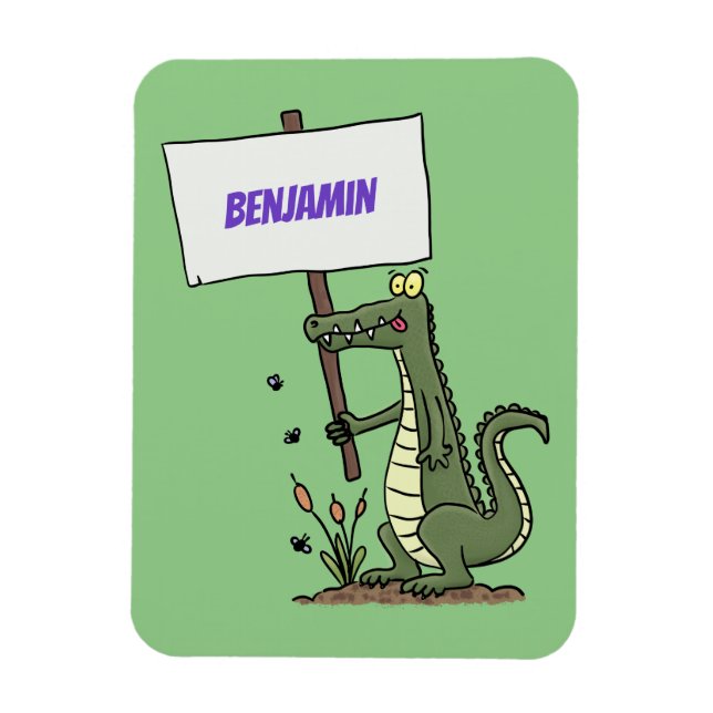 Magnet Flexible Aligator de crocodile drôle avec dessin animé (Vertical)
