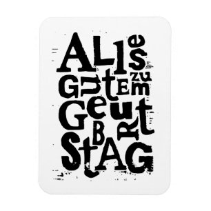 Magnet Flexible Allemand "Joyeux Anniversaire" Lino Imprimer Magne