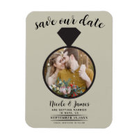 Alliance de mariage beige Kaki Photo Save the Date