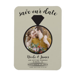 Magnet Flexible Alliance de mariage beige Kaki Photo Save the Date