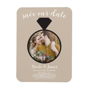 Magnet Flexible Alliance de mariage beige Photo Save the Date