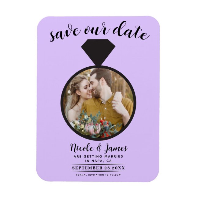 Magnet Flexible Alliance de mariage en lavande pastel Photo Save t (Vertical)