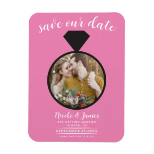 Magnet Flexible Alliance de Mariage Rose Bubble Gum Photo Save the