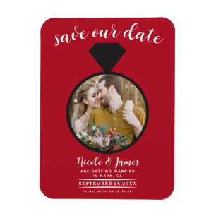 Magnet Flexible Alliance de Mariage Rouge Photo Enregistrement de 