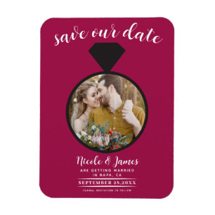 Magnet Flexible Alliance Rose Framboise Photo Date Enregistrer Mar