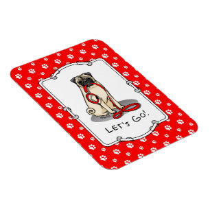 Magnet Flexible Allons-y ! (marcher) Chien Carlin (pâle) Lèc mou