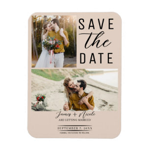 Magnet Flexible Almond Bisque 2 Photos Enregistrer la date Mariage